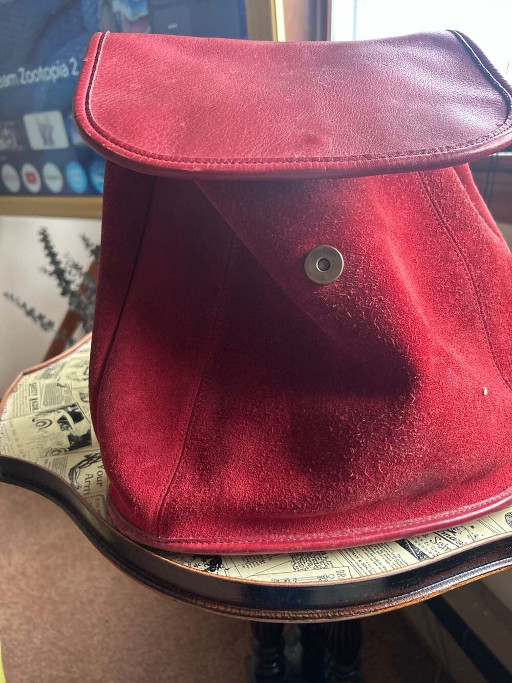 Vintage Coach Berkeley Series Red Suede and Leather Convertible Backpack 9016 - Picture 3 of 7